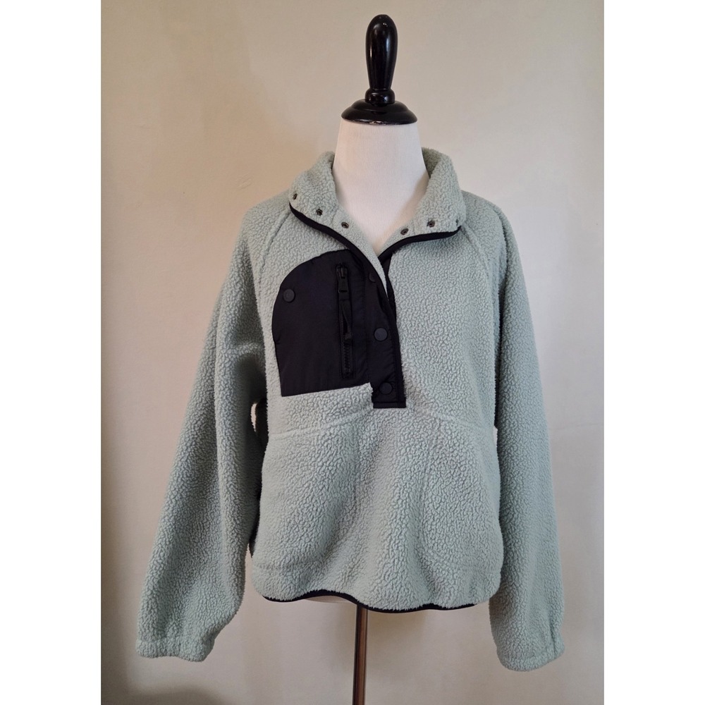Free People FP Movement Women S Hit The Slopes Aqua Haze Pullover Fleece Jacket